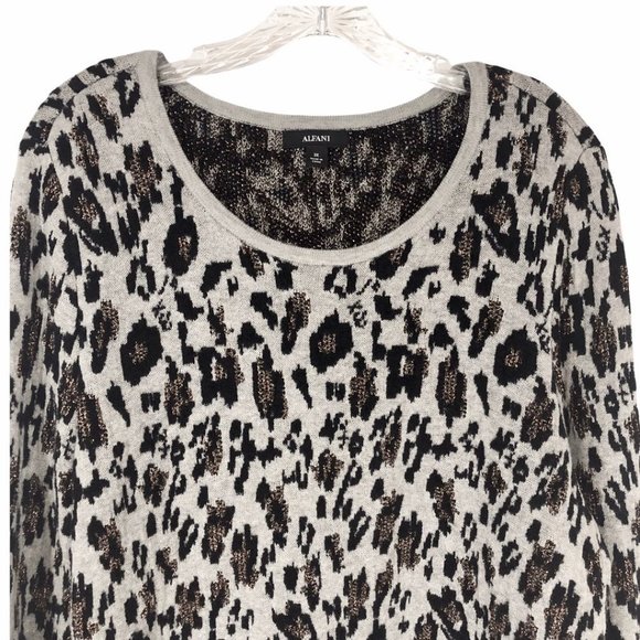Alfani Scoop Neck Animal Print Metallic Detail Sweater NWT Sz 3X - Picture 7 of 13
